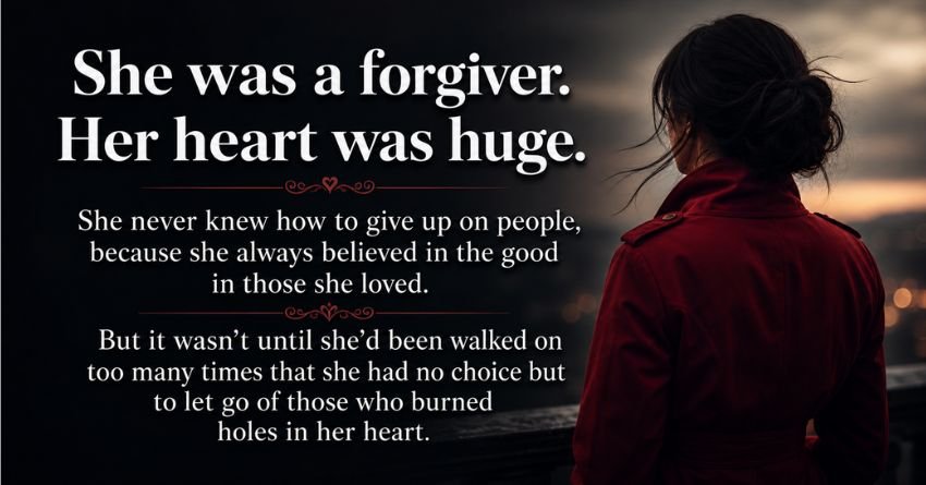 Woman letting go of people who burned holes in her heart